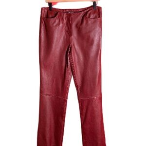 VINTAGE LATE 90S DKNY RED LEATHER PANTS SIZE 8